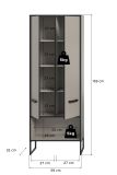 Badezimmer Hochschrank Scana in sand und schwarz Badschrank 59 x 159 cm, Soft-Close