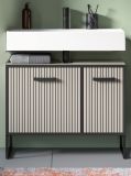 Waschbeckenunterschrank Scana in Sand mit Schwarz, Badezimmer Unterschrank 80 cm, Soft-Close