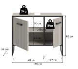 Waschbeckenunterschrank Scana in Sand mit Schwarz, Badezimmer Unterschrank 80 cm, Soft-Close
