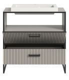 Waschtisch Set Scana in sand und schwarz Waschbeckenunterschrank MIT Waschbecken 80 cm, Soft-Close