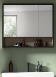 Badezimmer Spiegelschrank Scana in sand und schwarz Badschrank 3-t�rig 80 cm, Soft-Close