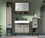 Badezimmer Spiegelschrank Scana in sand und schwarz Badschrank 3-t�rig 80 cm, Soft-Close