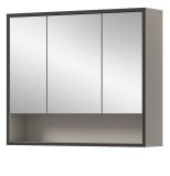 Badezimmer Spiegelschrank Scana in sand und schwarz Badschrank 3-t�rig 80 cm, Soft-Close
