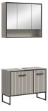 Badm�bel Set 2-teilig Scana in sand und schwarz Badkombination 80 x 192 cm, Soft-Close