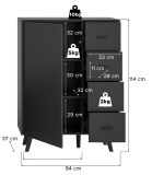 Kommode Madea in grau matt Highboard 84 x 114 cm