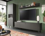 Wohnwand Madea in grau matt Wohnkombination 3-teilig 258 x 195 cm