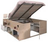 Parisot Stauraumbett Travel in Eiche Jackson und wei� Hochbett Liegefl�che 140 x 200 cm
