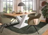 Esstisch Home-X in Artisan Eiche und wei� Tisch ausziehbar 150 - 190 cm