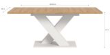 Esstisch Home-X in Artisan Eiche und wei� Tisch ausziehbar 150 - 190 cm
