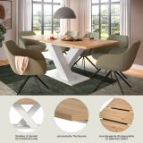 Esstisch Home-X in Artisan Eiche und wei� Tisch ausziehbar 150 - 190 cm