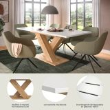 Esstisch Home-X in wei� und Artisan Eiche Tisch ausziehbar 150 - 190 cm