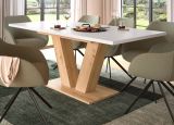 Esstisch Home-X in wei� und Artisan Eiche Tisch ausziehbar 150 - 190 cm