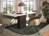 Esstisch Home-X in wei� und grau S�ulentisch ausziehbar 150 - 190 cm