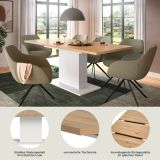 Esstisch Home-X in Artisan Eiche und wei� Tisch ausziehbar 150 - 190 cm