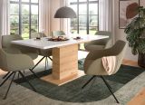 Esstisch Home-X in wei� und Artisan Eiche Tisch ausziehbar 150 - 190 cm
