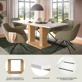Esstisch Home-X in wei� und Artisan Eiche Tisch ausziehbar 150 - 190 cm
