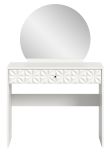 Schminktisch Relief in wei� Hochglanz mit 3-D Struktur Kosmetiktisch mit Spiegel 90 cm