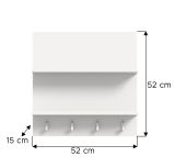 Wandregal mit Haken SystemX in wei� Schl�sselbrett 52 x 52 cm