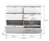 Kommode SystemX in wei� Hochglanz Flur Diele Mehrzweckschrank 110 x 85 cm