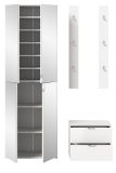 Garderobe Set 4-teilig SystemX in wei� Hochglanz Garderobenkombination 128 cm