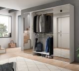 Garderobenschrank mit Spiegelt�r SystemX in wei� Schuhschrank 232 x 193 cm