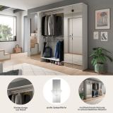 Garderobenschrank mit Spiegelt�r SystemX in wei� Schuhschrank 232 x 193 cm