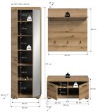 Garderobe Set 3-teilig Shawn in Evoke Eiche Garderobenkombination 167 x 197 cm