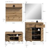 Garderobe Set 4-teilig Shawn in Evoke Eiche Garderobenkombination 195 x 197 cm
