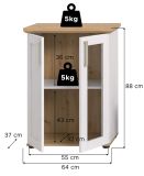 Vitrine Mirano in wei� L�rche und Eiche Artisan Landhaus Highboard 64 x 88 cm
