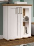 Vitrine Mirano in wei� L�rche und Eiche Artisan Landhaus Highboard 64 x 88 cm