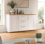 Sideboard Mirano in wei� L�rche und Eiche Artisan Landhaus Kommode 129 cm