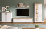 Wohnwand Mirano in wei� L�rche und Eiche Artisan Landhaus Wohnkombination 4-teilig 336 cm