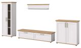 Wohnwand Mirano in wei� L�rche und Eiche Artisan Landhaus Wohnkombination 4-teilig 336 cm