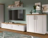 Wohnwand Mirano in wei� L�rche und Eiche Artisan Landhaus Wohnkombination 3-teilig 260 cm
