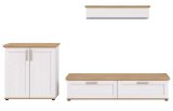 Wohnwand Mirano in wei� L�rche und Eiche Artisan Landhaus Wohnkombination 3-teilig 260 cm