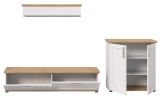 Wohnwand Mirano in wei� L�rche und Eiche Artisan Landhaus Wohnkombination 3-teilig 260 cm