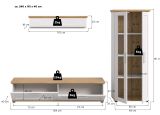 Wohnwand Mirano in wei� L�rche und Eiche Artisan Landhaus Wohnkombination 3-teilig 240 cm