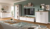 Wohnwand Mirano in wei� L�rche und Eiche Artisan Landhaus Wohnkombination 3-teilig 240 cm