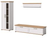 Wohnwand Mirano in wei� L�rche und Eiche Artisan Landhaus Wohnkombination 3-teilig 240 cm