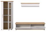 Wohnwand Mirano in wei� L�rche und Eiche Artisan Landhaus Wohnkombination 3-teilig 240 cm
