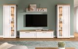 Wohnwand Mirano in wei� L�rche und Eiche Artisan Landhaus Wohnkombination 4-teilig 316 cm