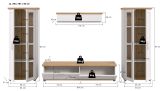 Wohnwand Mirano in wei� L�rche und Eiche Artisan Landhaus Wohnkombination 4-teilig 316 cm