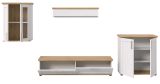 Wohnwand Mirano in wei� L�rche und Eiche Artisan Landhaus Wohnkombination 4-teilig 336 cm