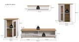 Wohnwand Mirano in wei� L�rche und Eiche Artisan Landhaus Wohnkombination 4-teilig 316 cm