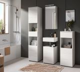 Badezimmer Hochschrank Larik in wei� Hochglanz Badschrank 38 x 190 cm