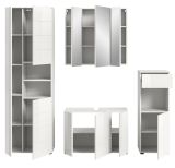 Badm�bel Set 4-teilig Larik in wei� Hochglanz Badkombination 210 x 190 cm