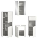 Badm�bel Set 4-teilig Larik in wei� Hochglanz Badkombination 188 x 190 cm