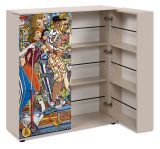 Schuhschrank Logu in Samt Bergonzoli Druck 100 x 110 cm, aufklappbar f�r 24 Paar Schuhe