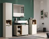 Waschbeckenunterschrank Jardins in Kaschmir / Sand mit Eiche auf Rollen, Breite 80 cm, Soft-Close