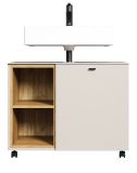 Waschbeckenunterschrank Jardins in Kaschmir / Sand mit Eiche auf Rollen, Breite 80 cm, Soft-Close